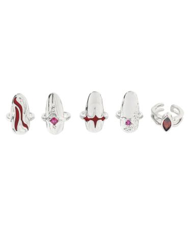 minkissy 3 Sets nail ring Finger Jewelry Women Ring Gift rings for women Finger Tip ring for women nail jewels women s rings red suits womans rings ladies gifts Zinc alloy white girl Miss 2X0.9X0.9CM White