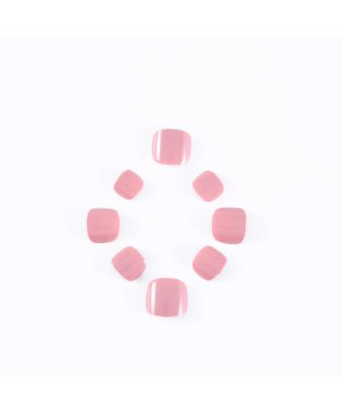 Gortin Pink Acrylic Press On Toe Nails - 24 Pcs Short Square False Toenails for Women - Buy Online on GoSupps.com