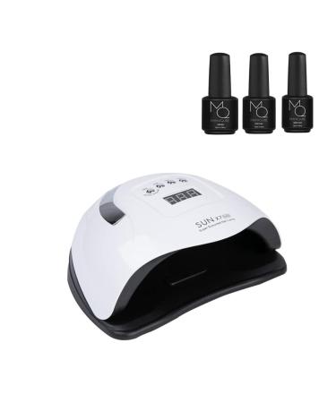 ManiQure Gellak - Starter Pack - Primer 15ml - Base Coat 15ml - Top Coat 15ml (large bottles high product content) - 180 Watt LED Lamp - Salon Quality - Vegan Nail Polish