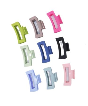 Hollow Frosted Square Grab Clip 8.5cm Medium Hair Clip Sweet Beauty Shark Clip (Set Of 8) Claw Clips For Thick Hair 8PC