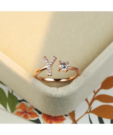 DNCG Ladies 26 English Letter Ring Simulated Diamond Ring Open Adjustable Rose Gold Ring - Buy Online on GoSupps.com