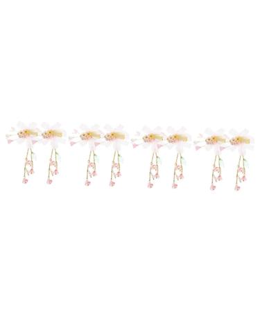 Beaupretty 4 Pairs tassel flower hair clip girl hair accessories hair accessories for girls baby hair accessories flower headpiece pink hair clip baby clips for hair Hanfu child China