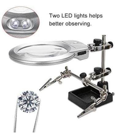 Magnifier with Led Light Alligator Clamp Auxiliary Clip Sturdy Base Dimmable High Clearility for Close Work Reading - Buy Online on GoSupps.com