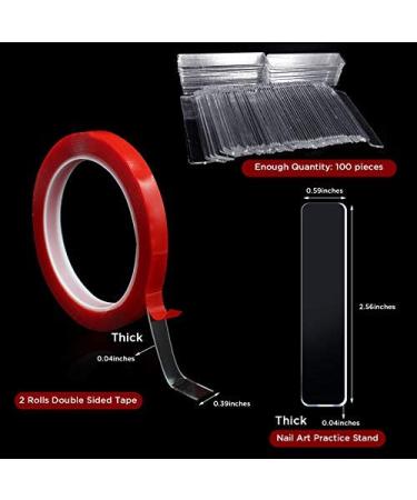 100PCS Transparent Nail Art Display Stand with Double-Sided Tape - Perfect for Acrylic Nail Tips Practice - Salon and Home Nail Accessory - Buy Online on GoSupps.com