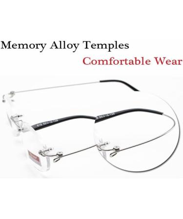 Viseng 2 Pairs Unisex Rimless Reading Glasses - Ultra Thin Clear Lenses +1.5 Diopters - Lightweight Frameless Readers (Black - Buy Online on GoSupps.com