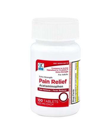 Quality Choice Acetaminophen 500 mg Extra Strength Tablets for Pain and Fever Relief. Value Size 100 Count Bottle