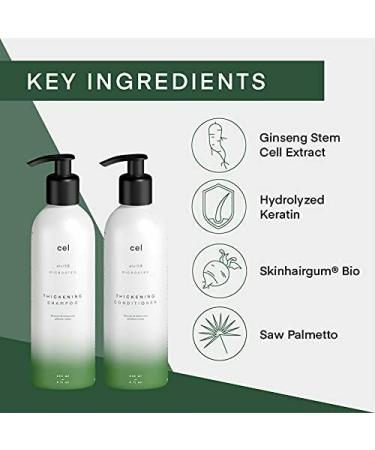 Cel Microstem Natural Hair Thickening Shampoo & Conditioner Set - 8 fl oz (2 Pack) | Stem Cell Anti Thinning Formula with Biotin | Sulfate & Paraben Free | For Men & Women - Buy Online on GoSupps.com