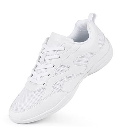 Smapavic Cheer Shoes for Youth Girls & Women White Cheerleading Dance Shoes Training Athletic Comfortable Sneakers 7 White Women