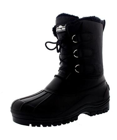 POLAR Mens Muck Lace Up Short Nylon Winter Snow Rain Lace Up Casual Duck Boots 11 Black