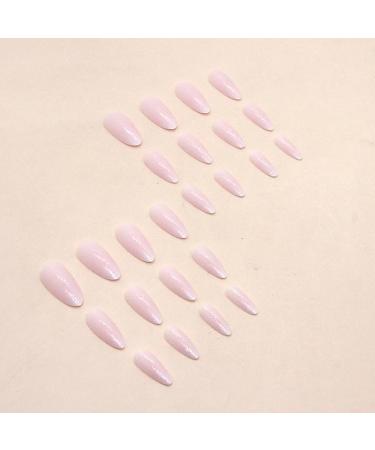 SINLOV Long Almond Fake Nails Pink Nude French False Nail Press on Nails Glossy Full Cover False Nails for Women and Girls - Buy Online on GoSupps.com