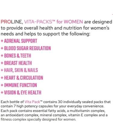 Pro Line Vita-Paks for Women | Complete Athlete Formula in 1 Pack | Adrenal Support Blood Sugar Regulation Bone & Teeth Health Hair Nail & Skin Health Immune Support Eye Vision Health | 30 Packets (Pack of 1) - Buy Online on GoSupps.com