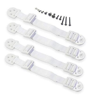 Heavy Duty Anti-Tip Furniture Straps Set for Child Proofing (4 Pieces) by Boxiki Kids. Adjustable Home Safety TV Wall Anchor and Earthquake Tipping Restraint Straps. (White) 2 Pairs - White