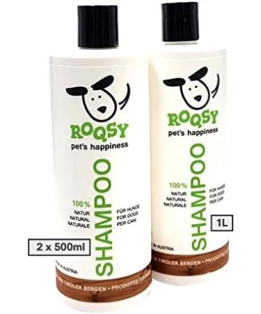 Roqsy Natur-Hundehampoo 1000ml Vegan Organic Dog Shampoo for Sensitive Skin & Allergies | Suitable for All Breeds & Fur Types - Buy Online on GoSupps.com