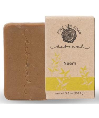 Debreah Neem Pine Tar Bar Soap for Men and Women  Handmade  Vegan Hot Process Face And Body Soap  sweet smell Neem 3.8