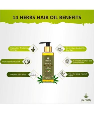 Neolith 14 Herbs Scalp and Hair oil for Hair Fall Control Scalp nourishment Hair regrowth || 100 ML - Buy Online on GoSupps.com