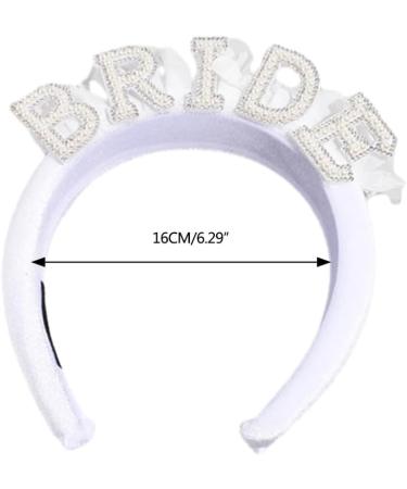Bride Headband for Bridal Shower Bachelorettes Party Artificial Pearl Hairhoop Elegant Headband CarnivalParty Headpiece Velvet style - Buy Online on GoSupps.com