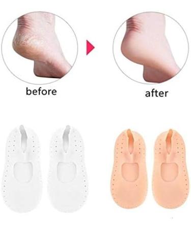 Buy Silicone Protective Socks - Anti-Crack Foot Care - 2 Pairs (White & Skin Color L) - International Shipping Available - Buy Online on GoSupps.com