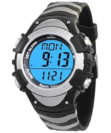 Atomic English Talking Watch for Seniors Men and Women Talking with Day-Date Loud Alarm Clock Visually Impaired by Five Senses (Silver)