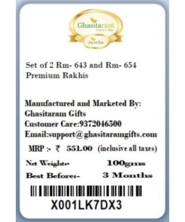Ghasitaram Gifts Rakhi for Brother Rakhis Online - Set of 2 Rm- 643 and Rm- 654 Premium Rakhis - Buy Online on GoSupps.com