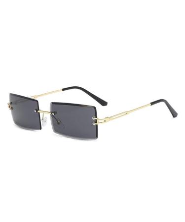 Rimless Rectangular Sunglasses Vintage Tinted Frameless Glasses Metal Frame Glasses Protection Eyewear UV400 for Square Color 1