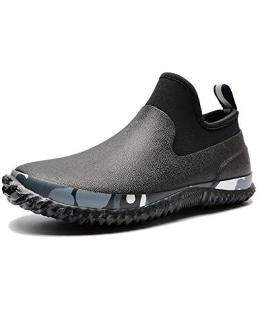 TENGTA Unisex Waterproof Garden Shoes Womens Rain Boots Mens Car Wash Footwear 12.5 Women/11 Men Black