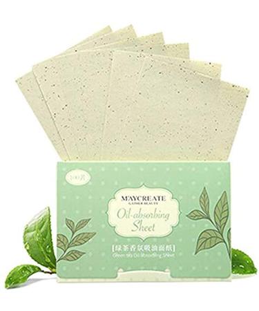 CangNingShang 100 Sheets Tissues Face Oil Blotting Papers Makeup Acne Prone Skin Daily Use Natural Oil Absorbing Green Tea