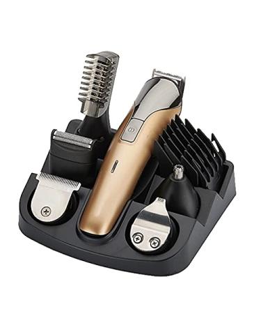 Barber Scissors Hair Clippers for Men 6 in 1 Hair Trimmer Clipper Set Multifunctional Rechargeable Hair Clipper Men' s Shaver Styling Tools (Color : Gold)