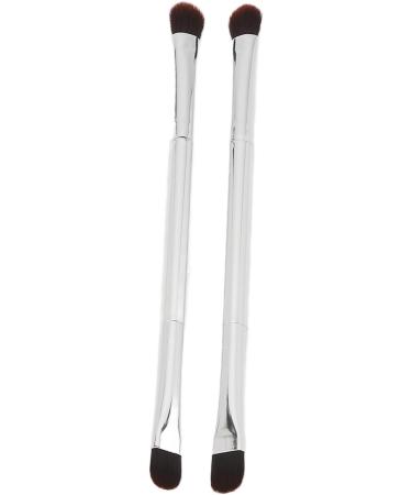 Makeup Concealer Brush Portable Double Ended Eyeshadow Brush Set 2pcs Silver Ergonomic for Home Travel - Buy Online on GoSupps.com