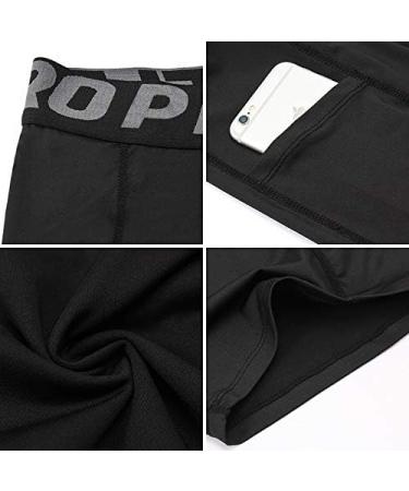 Mens Compression Running Shorts 3 Pack with Phone Pocket - Black - Large - Athletic Gym Yoga Cool Dry Workout Underwear - Set of 3 - Buy Online on GoSupps.com
