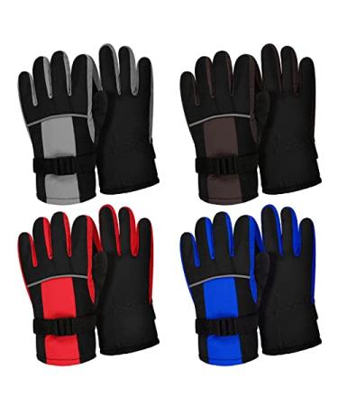 4 Pairs Kids Snow Gloves Kids Winter Gloves Snowboard Gloves Children Winter Gloves Ski Gloves for Outdoor Sports Classic Style Stylish Color