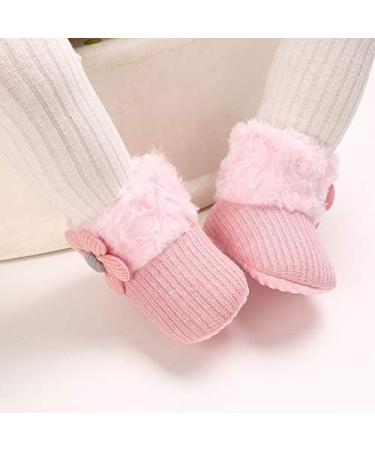 EcoBaby Winter Warm Fleece Bootie - Non-Slip Soft Sole Sock Shoes for Girls Boys 0-6 Months - Pink - Buy Online on GoSupps.com