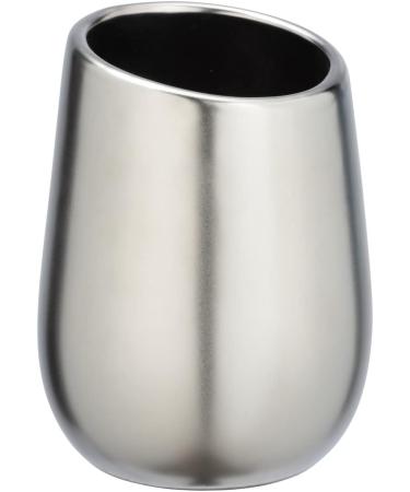 WENKO Badi Chrome Matt Toothbrush Cup - Ceramic 11 x 8 x 8 cm | Elegant Bathroom Accessory for International Shipping - Buy Online on GoSupps.com