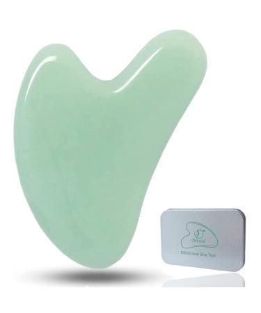 Ditind Gua Sha, Guasha Tool for Face, Natural Jade Stone Gua sha Tool for Face and Body SPA, Gua Sha Scraping Massage Tool for Toxins Prevents Wrinkles and Acupuncture Therapy Green
