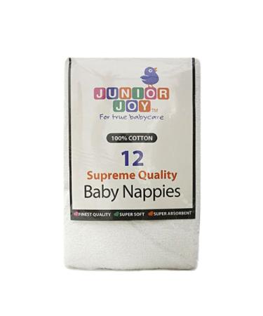Junior Joy Supreme Baby Nappies White 12 Terry Nappies