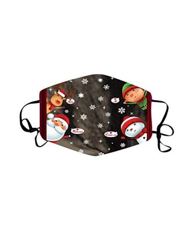 1 Pieces Adults Protect_Cover_Mask Washable Reusable Christmas Print With Filter Pocket Adjustable Earloops (G)