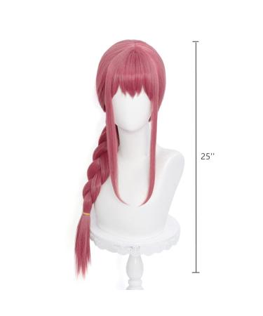 Long Pink Braids Wig for Makima Cosplay - Anime Braided Wig with Bangs for Chainsaw Man Halloween Party + Free Cap - Buy Online on GoSupps.com