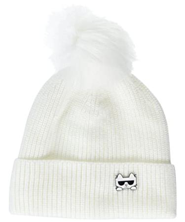 Karl Lagerfeld Paris Women's Soft Basic Everyday Essential Accessories Hat One Size Ivory