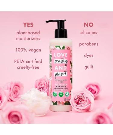 Lo_ve Bea_uty & Planet Murumuru Butter & Rose Glow Body Lotion - 24hr Moisturization Non-Sticky Paraben-Free 400ml | International Shipping Available - Buy Online on GoSupps.com