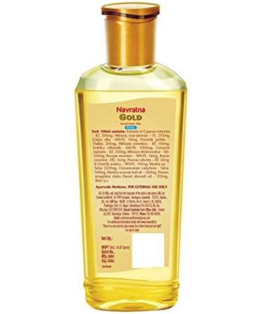 Emami Navratna Gold Ayurvedic Oil - Non Sticky Relaxing Head Massage Oil with Almond & 9 Herbs for Headache & Tiredness | 200ml - Buy Online on GoSupps.com