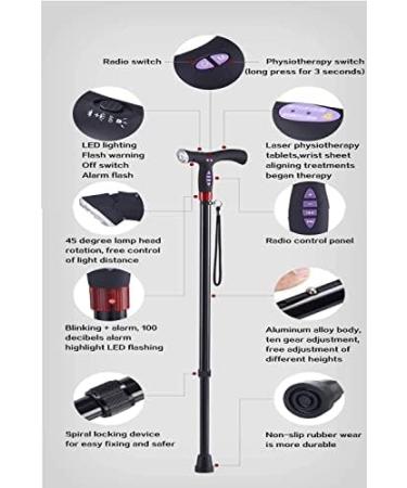 Canes Smart Walking Stick Walking Cane with Non Skid Replaceable Rubber Tips Height Adjustable Crutch Electronic with Lighting Alarm FM Radio Portable Lightweight for Elderly powerfully - Buy Online on GoSupps.com