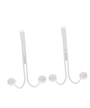 Anneome 2pcs Double Hook Clothes Rack Towel Rack Door Hooks for Hanging Hat Hooks Wall Mount Double Head 14x9cm White