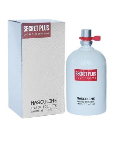 Secret Plus 3.4 Fl Oz Spray Eau de Toilette Pour Homme Amber Woody fragrance for men.
