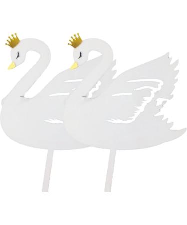 Swan Cake Topper Diy Acrylic Crown Cupcake Topper for Birthday Wedding Party Cake Decorations White - Buy Online on GoSupps.com
