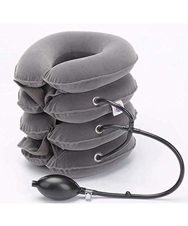 ChiFit Neck Traction - 4 Layer Cervical Neck Traction Device - Neck Massager & Collar - Neck & Shoulder Pain Relief - Cervical Collar for Travel/Home Improved Spine Alignment Grey
