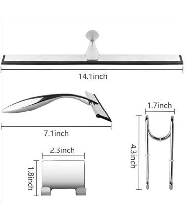 Shower Squeegee Stainless Steel Bath Squeegee 14 Inch Glass Squeegee Bathroom for Shower Doors Bathroom Windows Kitchen Mirror and Car Glass with Matching Hooks Holder - Buy Online on GoSupps.com