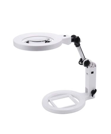 Magnifying glassPortable Portable Desktop Hands-Free Magnifier 2X 5X Led Collapsible Magnifier Light Reading Glass Magnifying Glass Reading Repair Hobby and Crafts
