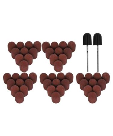 120 Grit Nail Art Sanding Caps Grit File Sand Piece Set Manicure Polishing Grinding Bands Nail Drill Bits Set With Shaft For Nail Drill Bits For Acrylic Nails