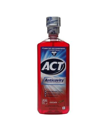 ACT Alcohol Free Anticavity Fluoride Mouthwash Cinnamon 18 fl oz (Pack of 6)