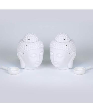 Evergd Set of 2 Buddha-Head Statues & Ceramic Aroma Therapy Diffusers | Essential Stoves & Fragrance Candles for Yoga Spa Meditation & Home D cor | Unique Gift Ideas - Buy Online on GoSupps.com