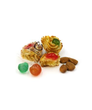 RAREZZE - classic Sicilian curly almond paste with cherry, in a beautiful decorated gift box (kg.1). Directly from Sicily by the old artisan pastry workshop